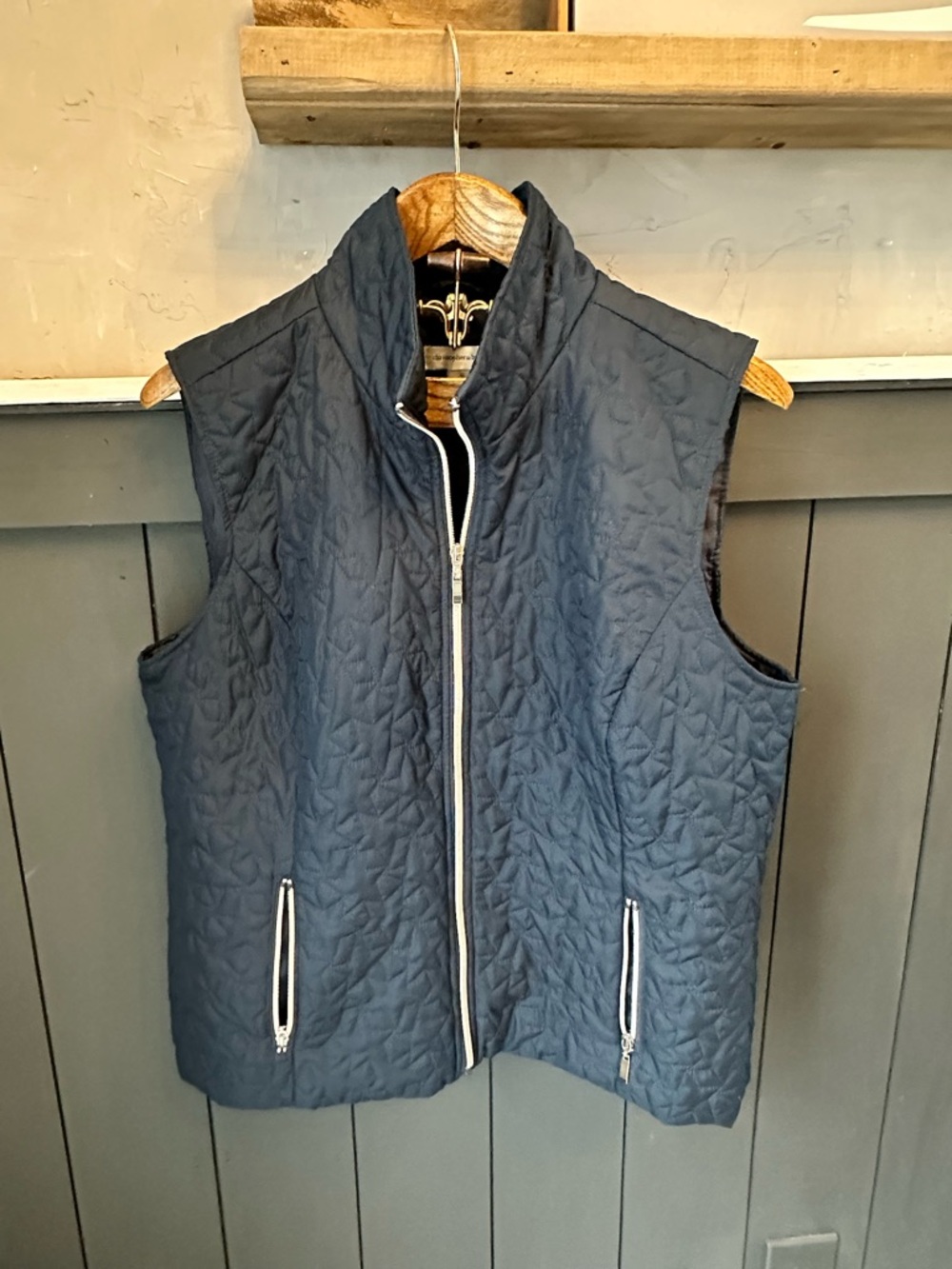 CHRISTOPHER‎ & BANKS Blue Women’s Vest Quilted Style Zip Front Pockets size XL